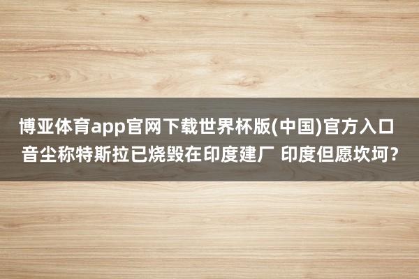 博亚体育app官网下载世界杯版(中国)官方入口 音尘称特斯拉已烧毁在印度建厂 印度但愿坎坷？