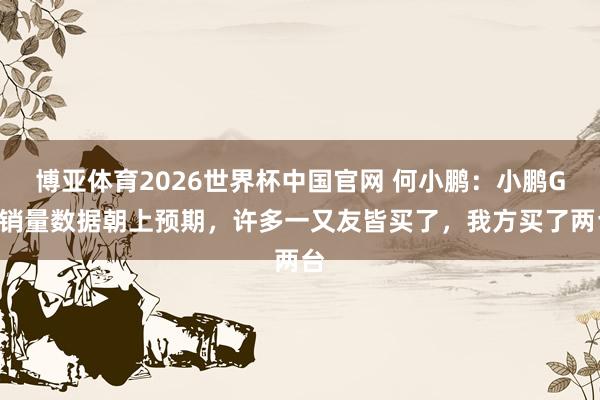 博亚体育2026世界杯中国官网 何小鹏：小鹏GX销量数据朝上预期，许多一又友皆买了，我方买了两台