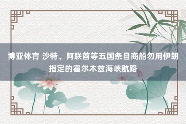 博亚体育 沙特、阿联酋等五国条目商船勿用伊朗指定的霍尔木兹海峡航路