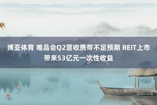 博亚体育 唯品会Q2营收携带不足预期 REIT上市带来53亿元一次性收益