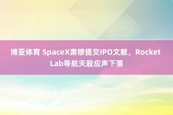 博亚体育 SpaceX肃穆提交IPO文献，Rocket Lab等航天股应声下落
