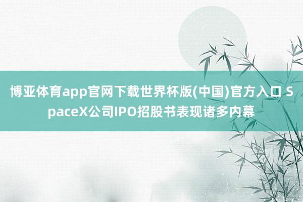 博亚体育app官网下载世界杯版(中国)官方入口 SpaceX公司IPO招股书表现诸多内幕