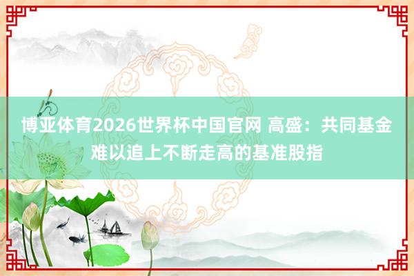 博亚体育2026世界杯中国官网 高盛：共同基金难以追上不断走高的基准股指