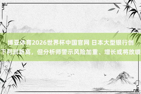 博亚体育2026世界杯中国官网 日本大型银行创下利润新高，但分析师警示风险加重、增长或将放缓