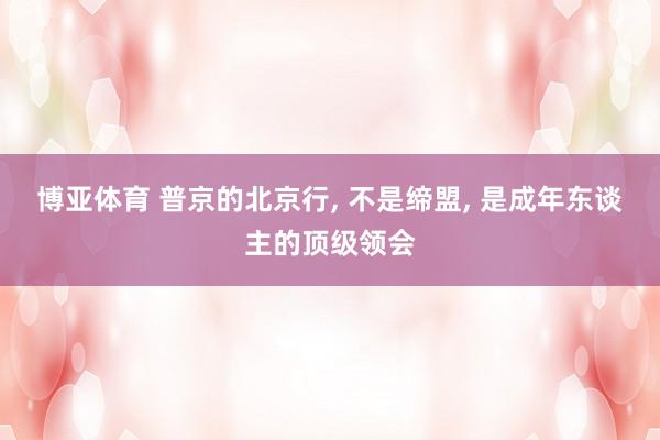 博亚体育 普京的北京行， 不是缔盟， 是成年东谈主的顶级领会