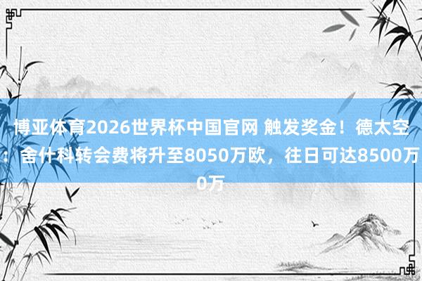 博亚体育2026世界杯中国官网 触发奖金！德太空：舍什科转会费将升至8050万欧，往日可达8500万
