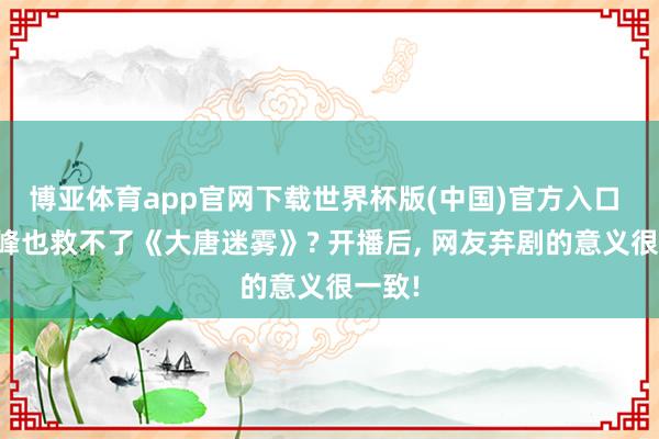 博亚体育app官网下载世界杯版(中国)官方入口 冯绍峰也救不了《大唐迷雾》? 开播后， 网友弃剧的意义很一致!