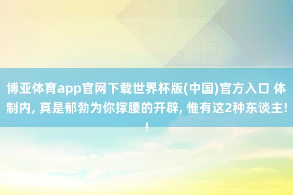博亚体育app官网下载世界杯版(中国)官方入口 体制内， 真是郁勃为你撑腰的开辟， 惟有这2种东谈主!