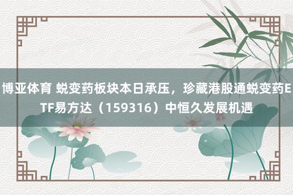 博亚体育 蜕变药板块本日承压，珍藏港股通蜕变药ETF易方达（159316）中恒久发展机遇