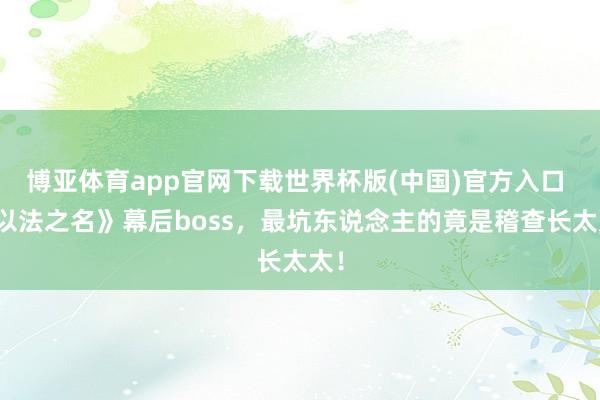 博亚体育app官网下载世界杯版(中国)官方入口 《以法之名》幕后boss，最坑东说念主的竟是稽查长太太！