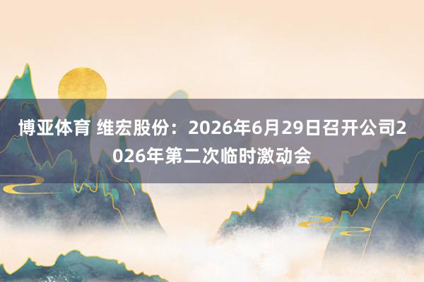 博亚体育 维宏股份：2026年6月29日召开公司2026年第二次临时激动会