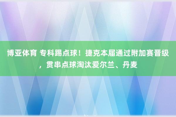 博亚体育 专科踢点球！捷克本届通过附加赛晋级，贯串点球淘汰爱尔兰、丹麦