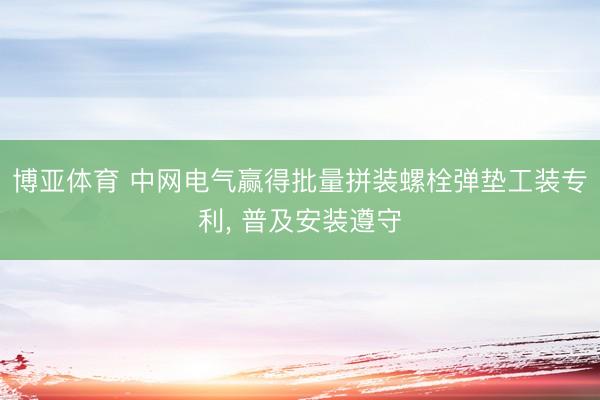 博亚体育 中网电气赢得批量拼装螺栓弹垫工装专利， 普及安装遵守